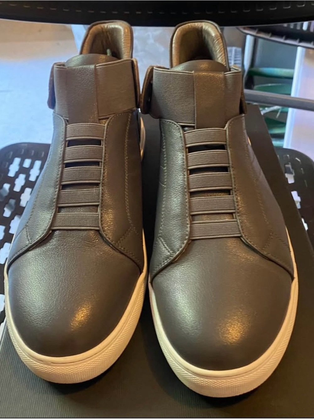 French Connection Men's Dark Gray Slip-On Sneakers with Elastic Straps